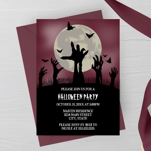 Zombie Hands Halloween-Party Einladung