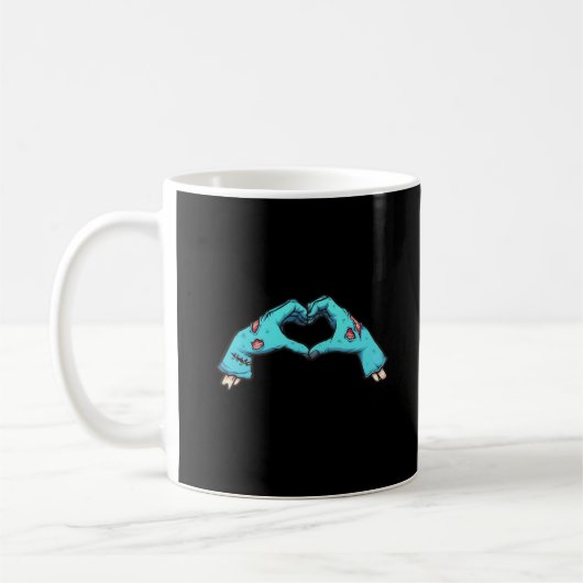 Zombie Hands Heart Halloween Spooky Kaffeetasse (Links)
