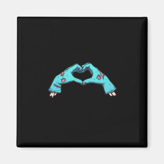 Zombie Hands Heart Halloween Spooky Magnet (Vorne)