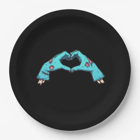 Zombie Hands Heart Halloween Spooky Pappteller (Vorderseite)