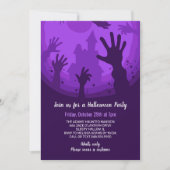 Zombie Hands Lila Castle Halloween-Party Einladung (Vorderseite)