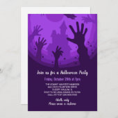 Zombie Hands Lila Castle Halloween-Party Einladung (Vorne/Hinten)