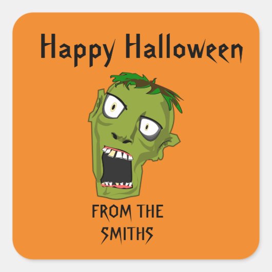 ZOMBIE HAPPY HALLOWEEN SQUARE STICKER (Vorderseite)