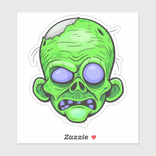 Zombie Head Illustration Art Aufkleber (Blatt)
