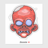 Zombie Head Illustration Art Aufkleber (Blatt)