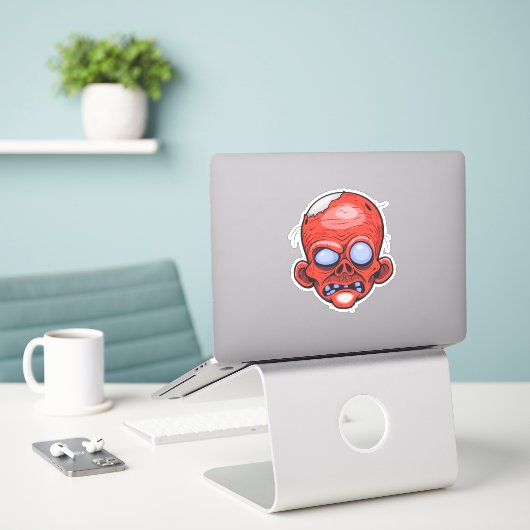 Zombie Head Illustration Art Aufkleber (Laptop auf Schreibtisch)
