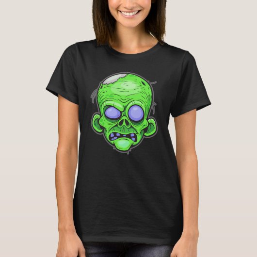 Zombie Head Illustration Art T-Shirt (Vorderseite)