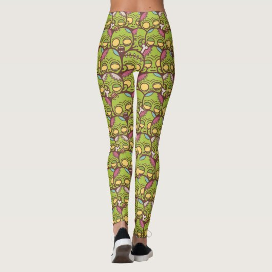 Zombie Head Nahtloses Muster Leggings (Rückseite)