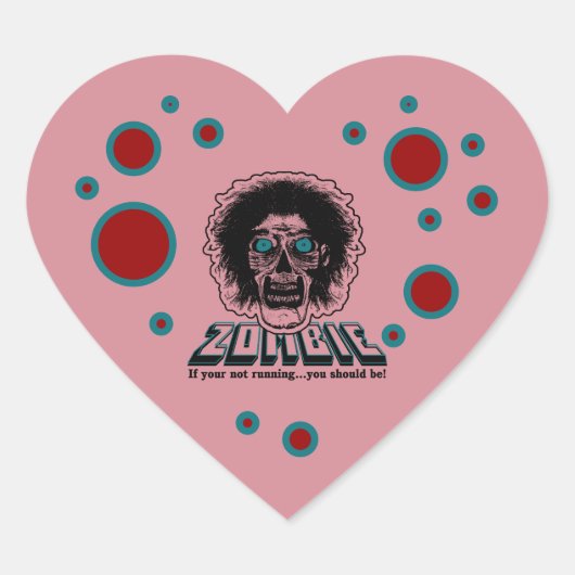 Zombie Heart pink Herz-Aufkleber (Vorderseite)