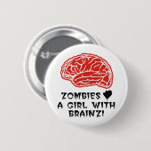 Zombie-Herz ein Mädchen mit Brainz Button (Vorne & Hinten)