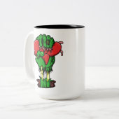 Zombie-Herz-Kaffee-Tasse Zweifarbige Tasse (Vorderseite Links)