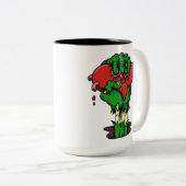 Zombie-Herz-Kaffee-Tasse Zweifarbige Tasse (VorderseiteRechts)