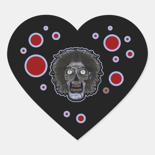 Zombie-Herz Schwarz Herz-Aufkleber (Vorderseite)