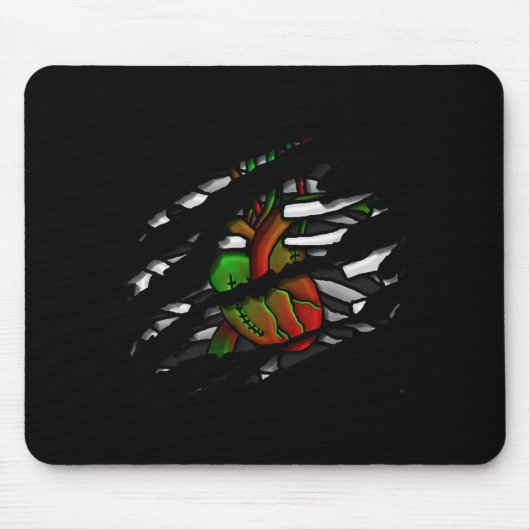 Zombie-Herz-und-Knochen-Grafik Mousepad (Vorne)