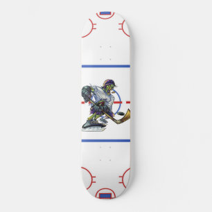 Zombie-Hockeyspieler Mitte Eis isst den Puck Skateboard