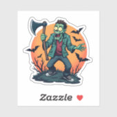 Zombie Holding Ax Creepy Halloween Design Aufkleber (Blatt)