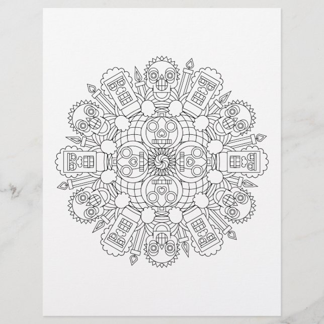 Zombie Horde Halloween Mandala Coloring Page (Vorderseite)