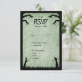 Zombie Horror Halloween Hochzeit RSVP Karte (Stehend Vorderseite)