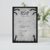 Zombie Horror Halloween Hochzeit RSVP Karte (Stehend Vorderseite)