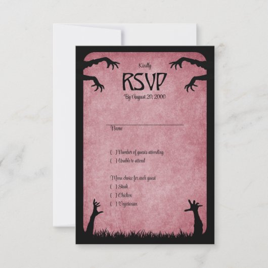 Zombie Horror Halloween Hochzeit RSVP Karte (Vorderseite)