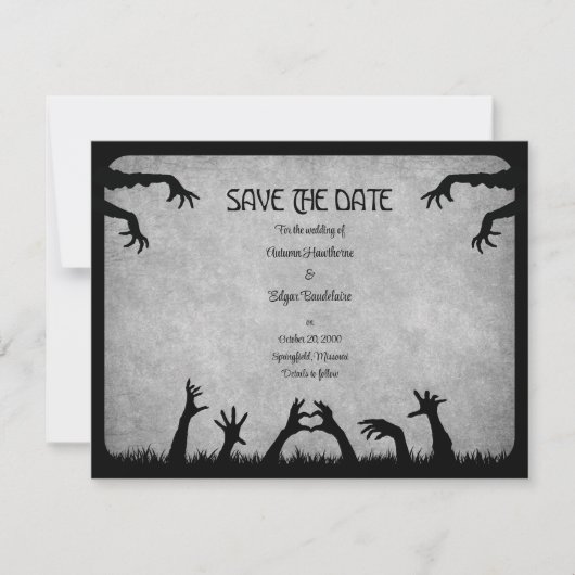 Zombie Horror Halloween Hochzeit Save The Date (Vorderseite)