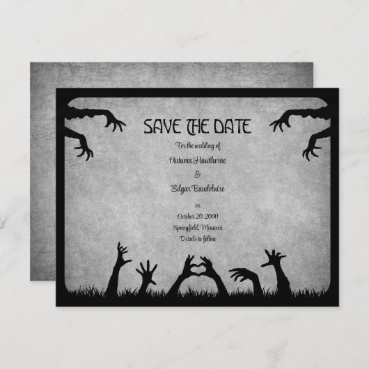 Zombie Horror Halloween Hochzeit Save The Date (Vorne/Hinten)