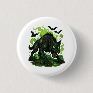 Zombie Hound of the Baskervilles - Cartoon Horror Button