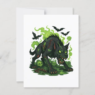 Zombie Hound of the Baskervilles - Cartoon Horror Postkarte