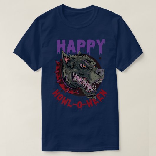 Zombie Hund auf Halloween-Parade oder auf Howlowee T-Shirt (Design vorne)