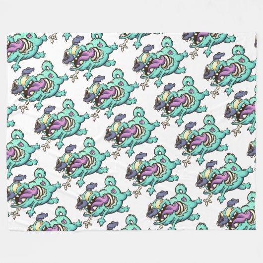 Zombie Hund Fleecedecke (Vorderseite (Horizontal))