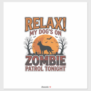 Zombie-Hunde-Patrouille Vintage-Halloween-Shirt-De Aufkleber