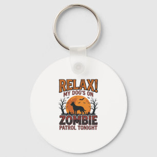 Zombie-Hunde-Patrouille Vintage-Halloween-Shirt-De Schlüsselanhänger
