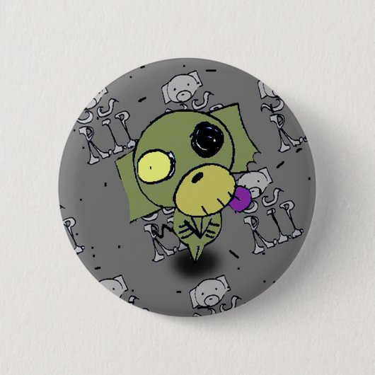 Zombie-Hundeknopf Button (Vorderseite)