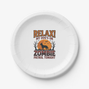 Zombie-Hundepatrouille Vintage-Halloween-Shirt-Des Pappteller