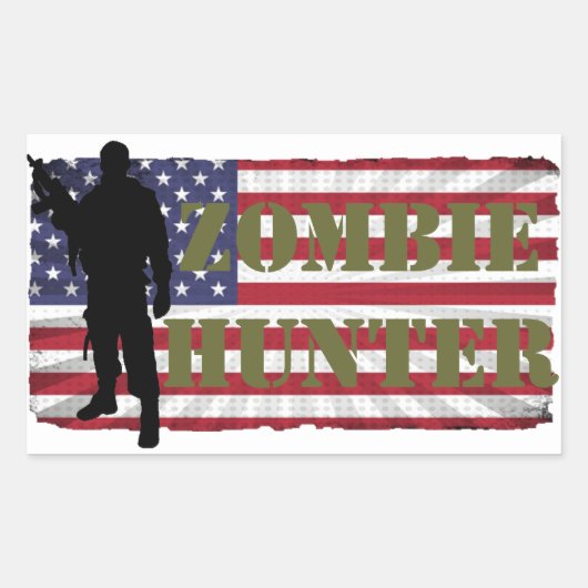 ZOMBIE HUNTER AMERICAN FLAG RECHTECKIGER AUFKLEBER (Vorderseite)