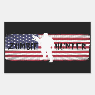 ZOMBIE HUNTER AMERICAN FLAG RECHTECKIGER AUFKLEBER