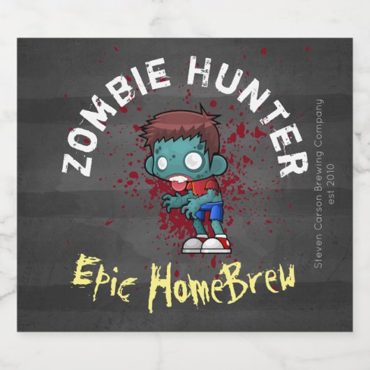 Zombie Hunter Epic HomeBrew Creepy Cool Bierflaschenetikett (Einzelnes Label)