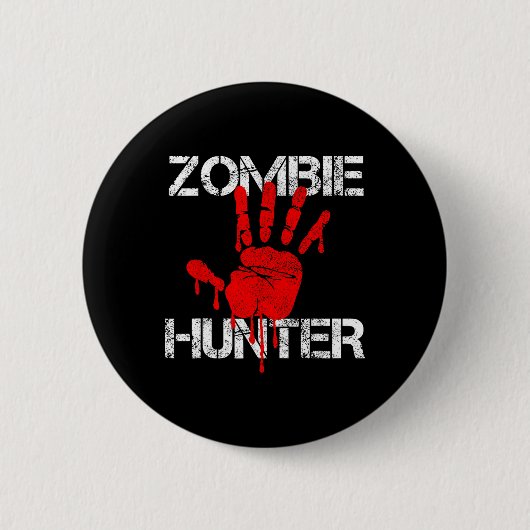 Zombie Hunter Halloween Jagd Blut Hand Outfit Button (Vorderseite)