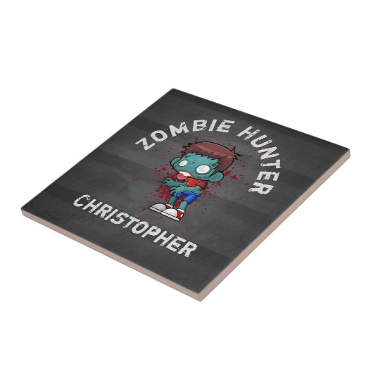 Zombie Hunter mit Spritzer Creepy Cool Fliese (Seite)