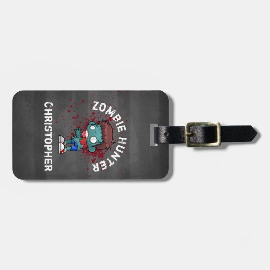 Zombie Hunter mit Spritzer Creepy Cool Gepäckanhänger (Vorderseite horizontal)