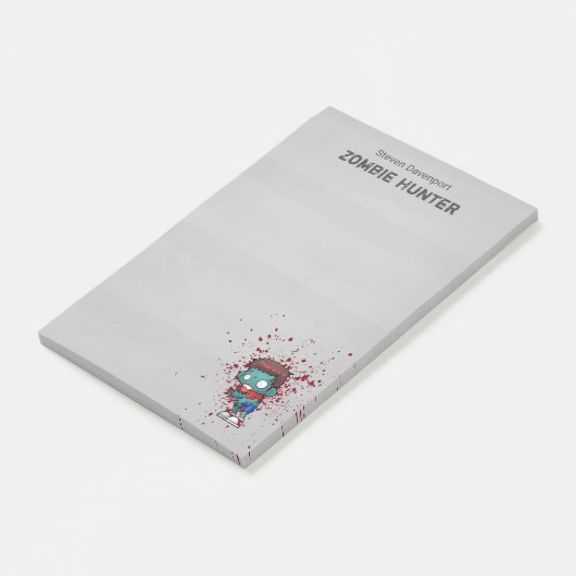 Zombie Hunter mit Spritzer Creepy Cool Post-it Klebezettel (angewinkelt)