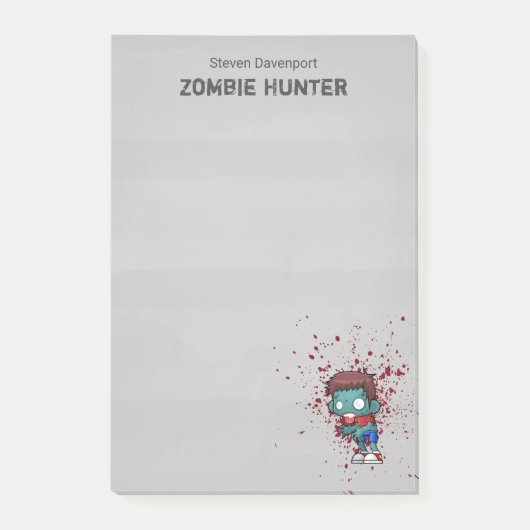 Zombie Hunter mit Spritzer Creepy Cool Post-it Klebezettel (Vorderseite)