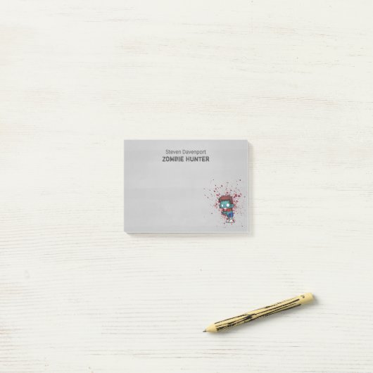Zombie Hunter mit Spritzer Creepy Cool Post-it Klebezettel (Auf Schreibtisch)