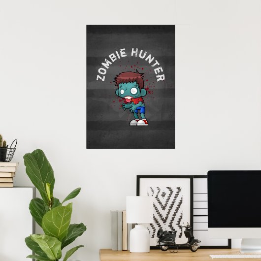 Zombie Hunter mit Spritzer Creepy Cool Poster (Heimbüro)