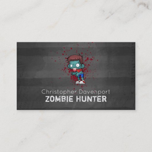Zombie Hunter mit Spritzer Creepy Cool Visitenkarte (Vorderseite)