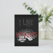Zombie: Ich mag Gehirne Postkarte (Stehend Vorderseite)