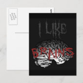 Zombie: Ich mag Gehirne Postkarte (Vorne/Hinten)