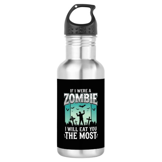 Zombie ich werde dich essen Halloween-Design_1 Edelstahlflasche (Vorderseite)