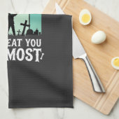 Zombie ich werde dich essen Halloween-Design_1 Geschirrtuch (Viertel Falte)