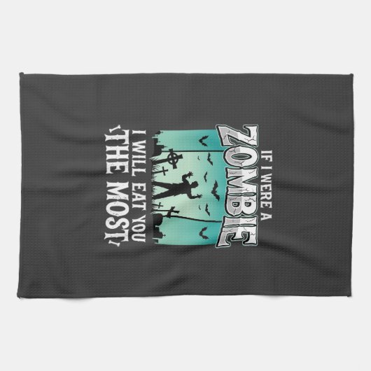 Zombie ich werde dich essen Halloween-Design_1 Geschirrtuch (Horizontal)